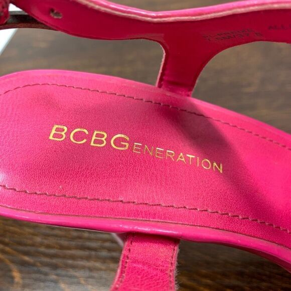 BCBGeneration Womens Preize Leather Platform Slingback Stiletto Sandals Pink 7.5 - Picture 6 of 11